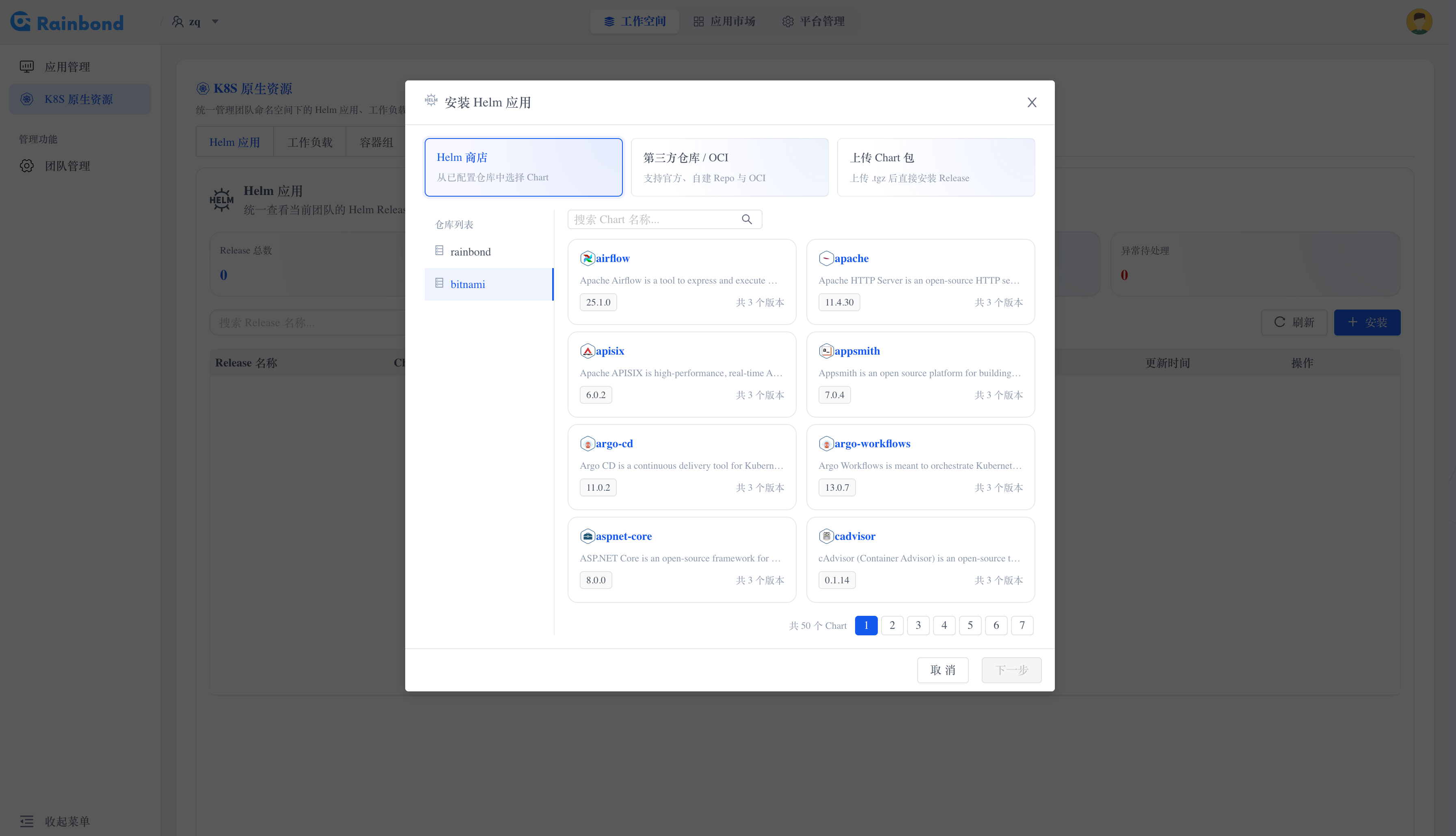 Helm 商店选择 Chart