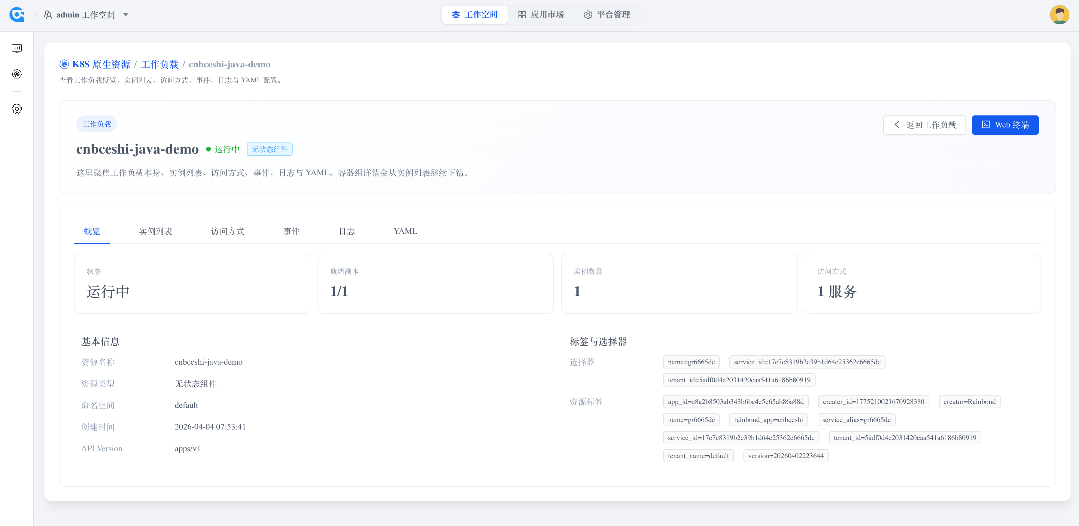 工作负载详情